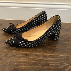 J. Crew Black and White Tweed Heels with Bow